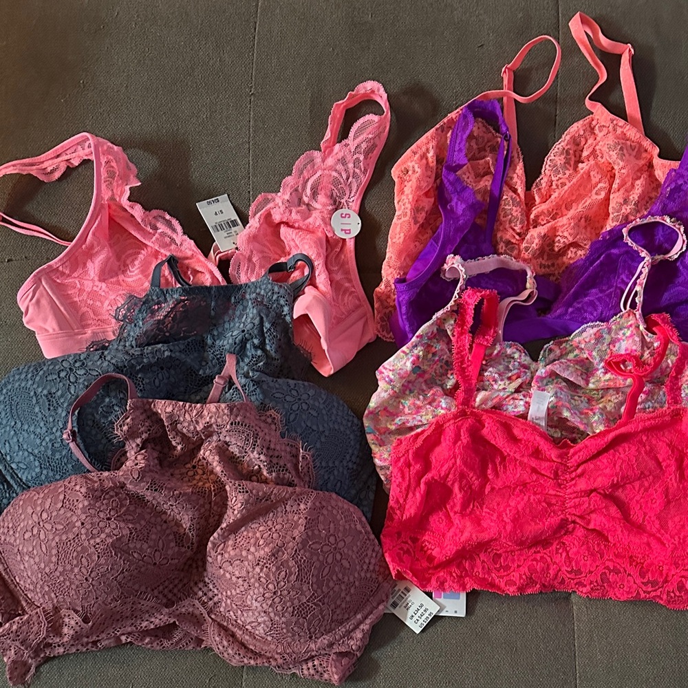 Lace Bralette Set - Pink, Purple, Red, Blue